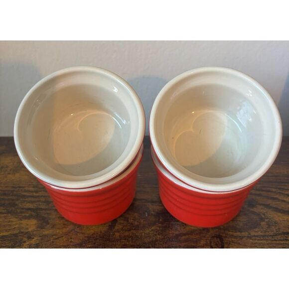 Vintage Le Creuset Stoneware Stackable Ramekin in Red / Set of 4 - Picture 3 of 8